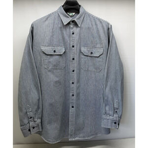 Vintage KEY Hickory Stripe Cotton Denim Long Sleeve Button Up Shirt Mens (3XL)